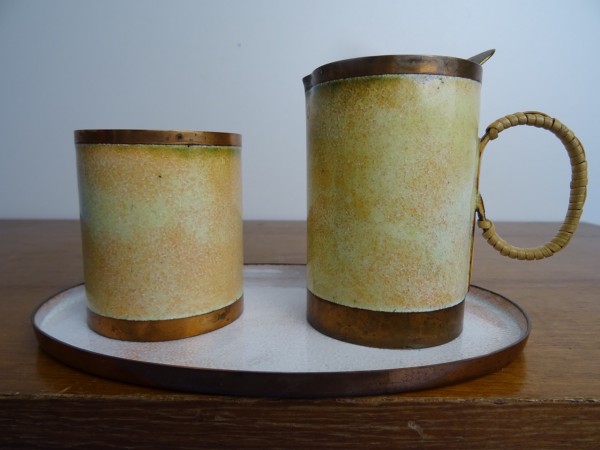 3-piece sugar & cream set on tray - A.G. Bunge Munich