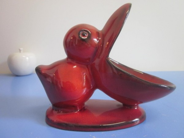 Pan-Keramik peanut bowl pelican in red 70s