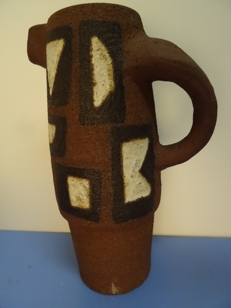 Ceramano Black & White Floor Vase 1960s 1970s Graphic Decor 41 cm