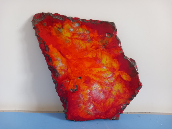 Ostara Vulkankeramik Fat Lava Wandplatte orange rot 60er Mid Century