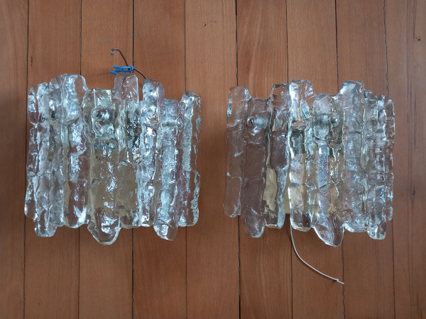 Kalmar Franken KG 2wall lamps Modell 4542 crystal glass 1970s modernist designclassics24
