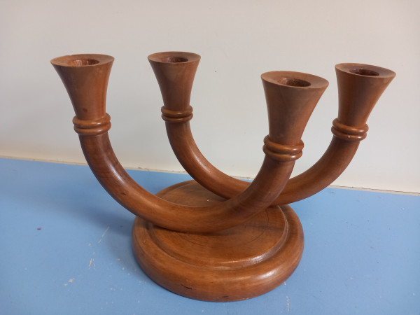 Art-Deco Kerzenleuchter – Holz, wohl Nussbaum / um 1930