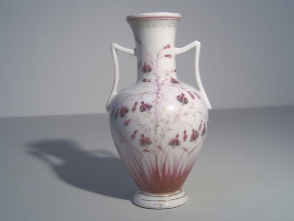 Art Noveau amphora vase - with handpainted flower decor