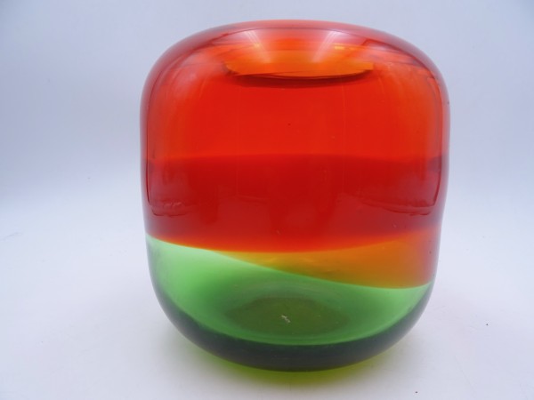 Tall glass vase glass crystal glass artificial glass orange green 70s design