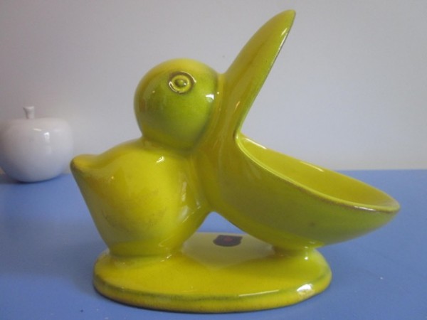 Pan-Keramik peanut bowl pelican in yellow 70s ceramic