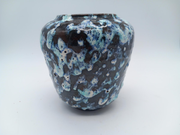 Kleine Vase Keramik Keramikvase 70er fat lava grün türkis weiß WGP