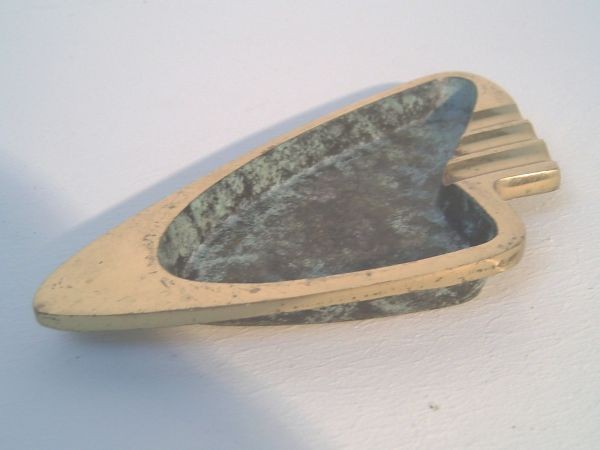 Heavy brass ash-tray, organic shape