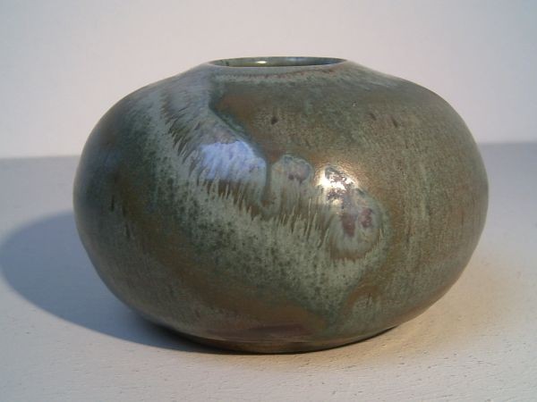 Green studio pottery lentil vase