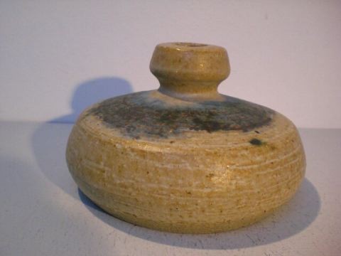 Vase Studiokeramik mit blauer Glasur - Rudi Stahl