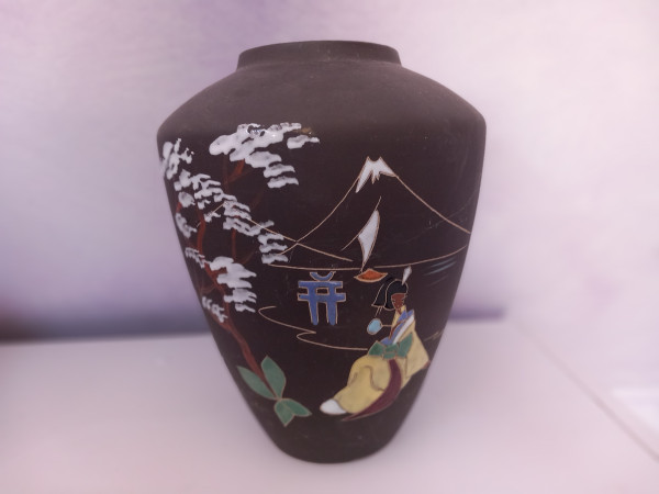 Marei Vase – Keramikvase Dekor Geisha, 1950er-Jahre