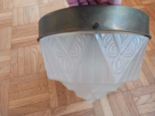 Art Deco Lampe Deckenlampe Lampe satiniertes Glas Messing Frankreich