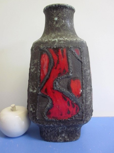 Huge Walter Gerhards German WGP lava glaze vase red 60s 70s WGP
