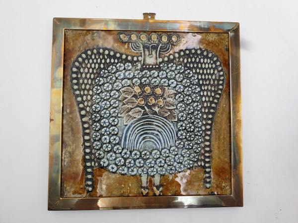 Lisa Larson for Gustavsberg Sweden - ceramic wallplate with lady 1960s brown Designclassics24