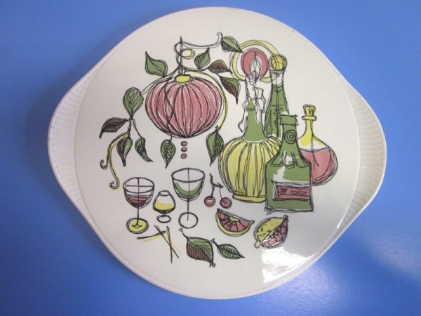 1950s cake plate Grünstadt Germany ceramic rare mid-century design