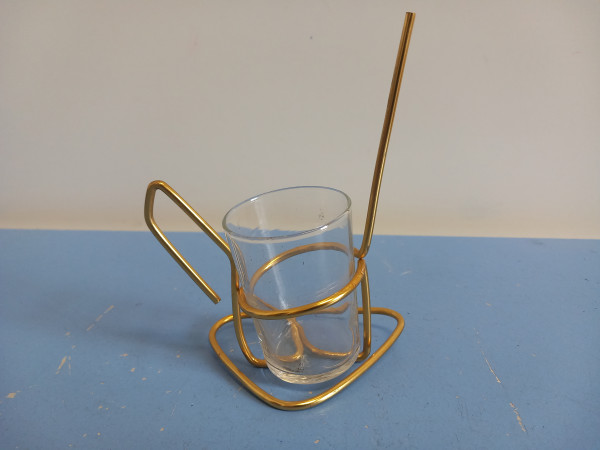 Pretzel Holder – Glass and Brass-Coloured Metal, 1950s