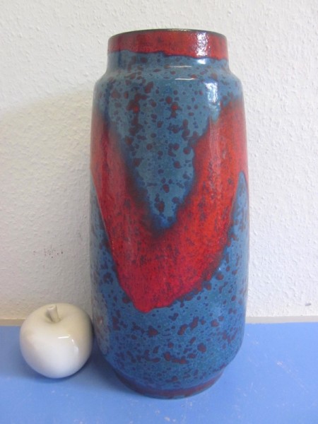 German Bay Keramik WGP 15.74" floor vase 666 red & blue lava 70s pottery