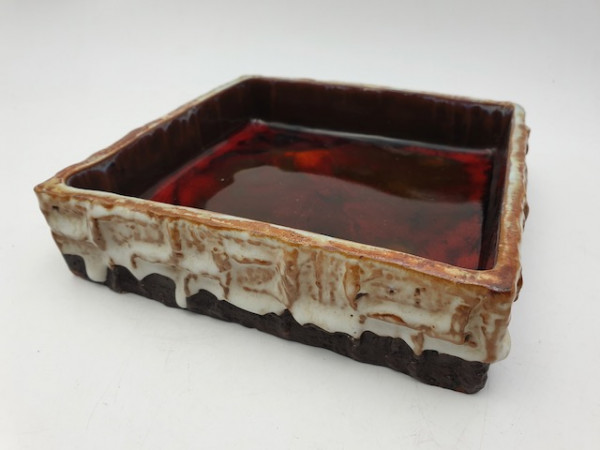 Helmut Schäffenacker ceramic bowl with red glaze 70s Designclassics24