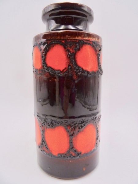 Scheurich 203-22 Vase Keramik 60er 70er braun orange relief fat lava 