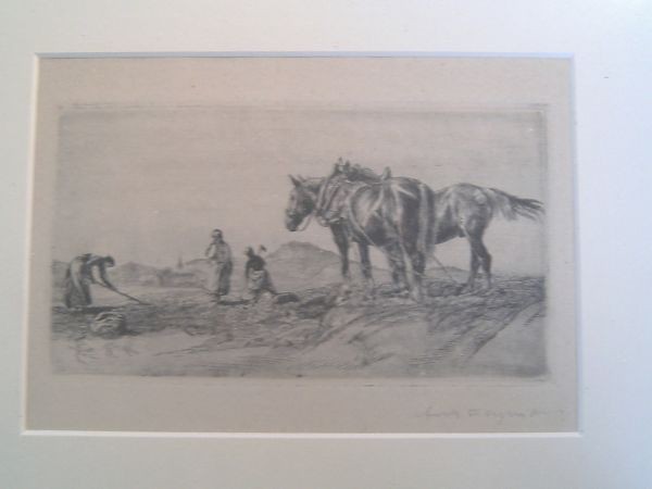 Radierung 'Auf dem Feld' - signiert
