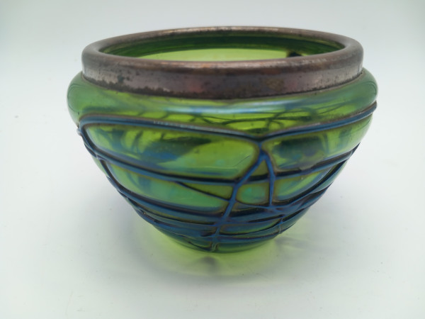 Jugendstil Cachepot Glas Schale Glasschale Fadenglas Böhmen um 1900