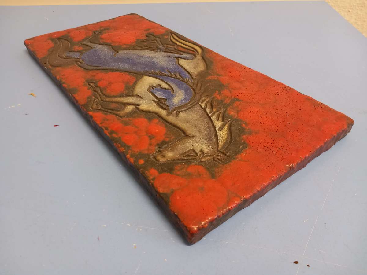 Ruscha Vulcano Wandplatte Keramik Wandbild Keramik Pferde 70er fat lava