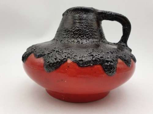 ES-Keramik 826/12 Vase Keramikvase fat lava 60er 70er rot schwarz klasse Design