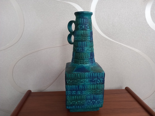 Bay-Keramik große Vase Keramik Türkis blau Bodo Mans 1960er 1970er