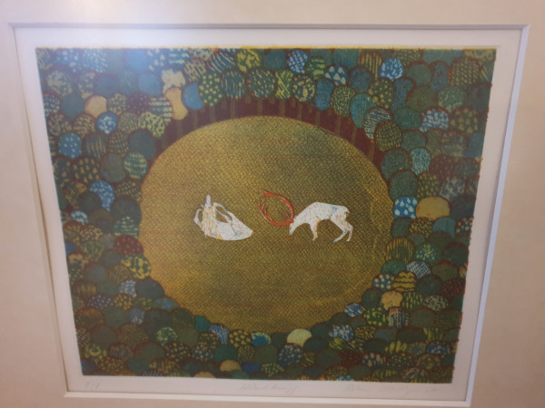 Reimer Riediger tall color etching Hirschkampf 1969 limited II/V Designclassics24