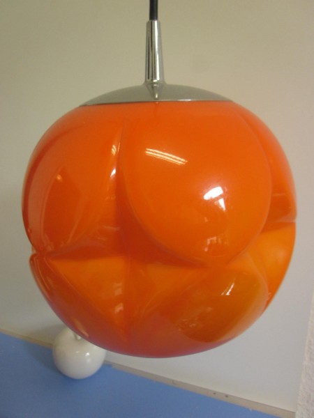 Peill & Putzler Hängelampe Lampe orange 70er-Jahre Op Art Design