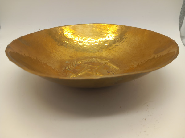 Feine Schale Messing Art Deco handgetrieben Messingschale Hammerschlag um 1920