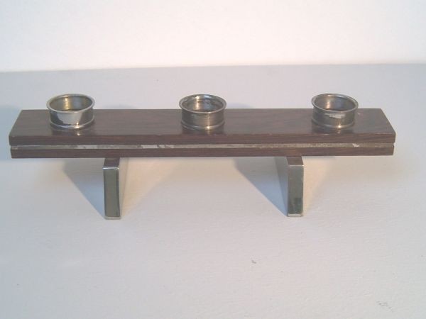Tischkerzenständer Metall/ Palisander - 70er-Jahre