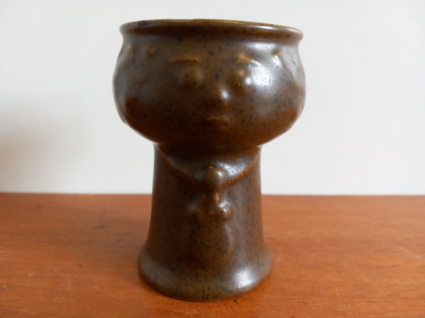 East German DDR Ceramic Mini Planter Brown 8.5 cm Vintage Pottery