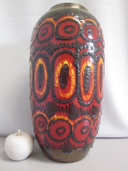 Scheurich 546 floor vase with copper decor and lava