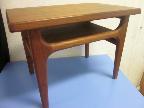 Niels Bach Denmark shapely side table teak 1950s mid-century