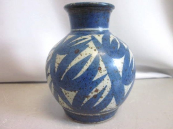 Studiovase mit blauem Muster - Willy & Elli Kuch