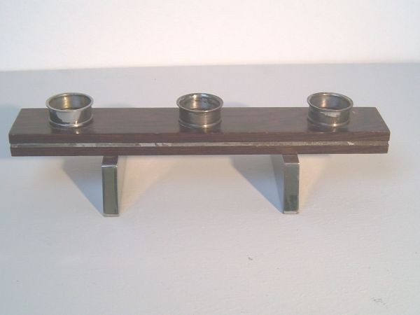 Candleholder metal/ rosewood - 70s