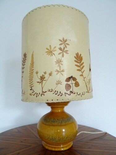 Großer Tischlampe Keramik 70er Lampe Keramiklampe gelb original Schirm selten designclassics24