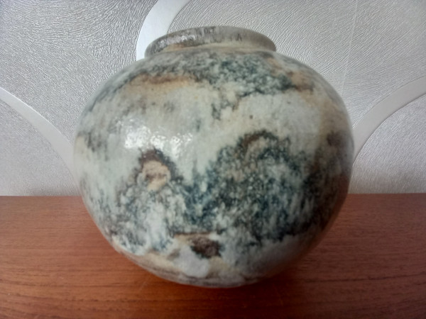 Feine Vase Studiokeramik Keramikvase expressive Glasur gemarkt 1950er