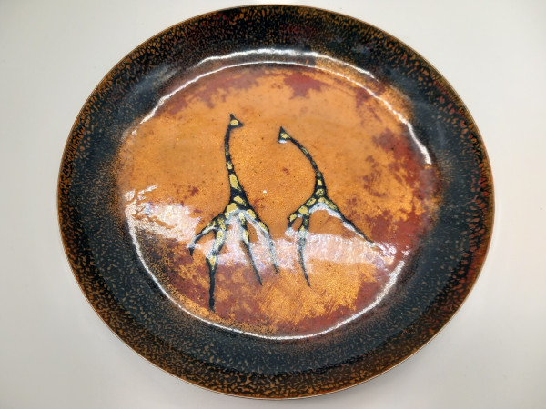 Fine enamel copper bowl with giraffes 1950s 1960s midcentury modernist designclassics24