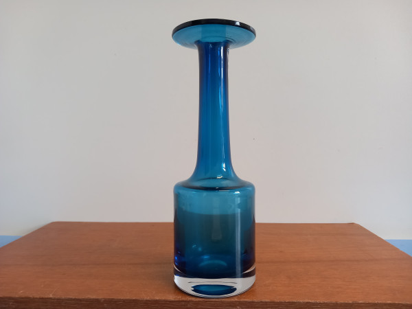 Gral Glas Vase Hans-Theo Baumann Blau 60er 70er Design