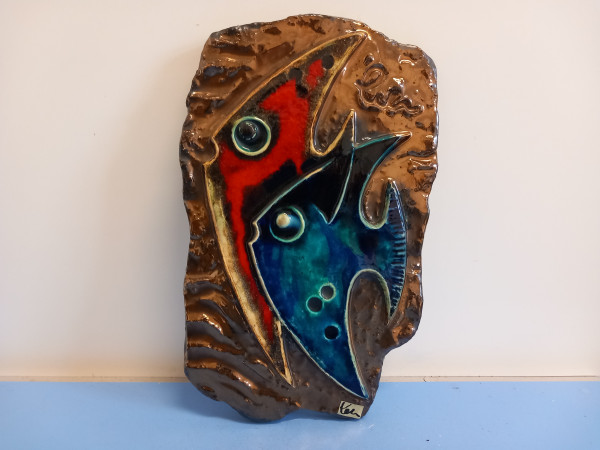 Schäffenacker Keramik Wandplatte Fische 70er Design