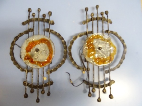 Two 60s 70s Brutalist Wall Lamps Tom Ahlström & Hans Ehrlich midcentury modernist Sweden