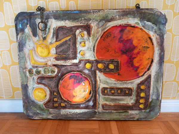 Ruscha monumentale Wandplatte Wandkeramik Fat Lava 70er WGP 57 cm