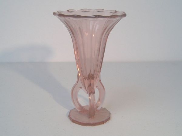 Pink Art Deco vase - moulded glass