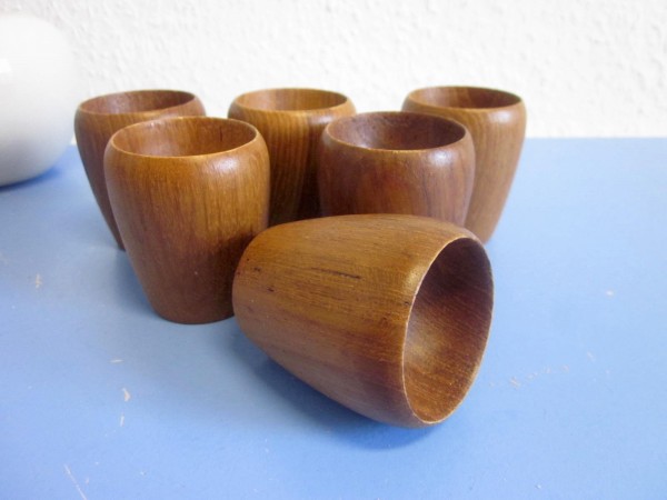 6 teak egg cups Denmark 60s