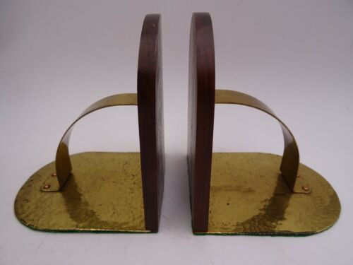 Buchstützen Messing Palisander Art Decó Bauhaus um 1930 sehr selten