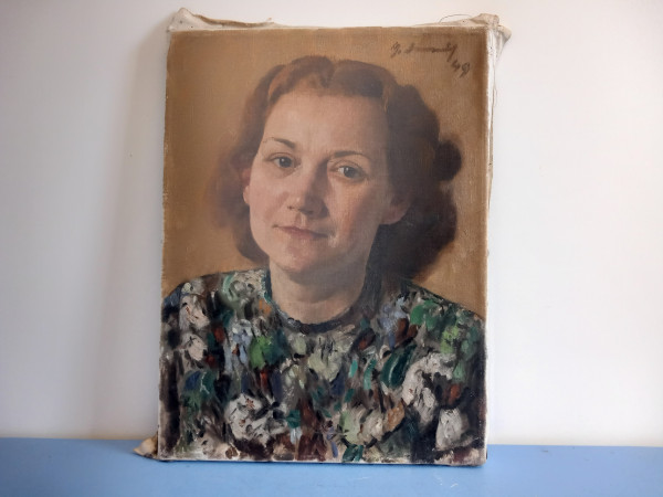 Porträt einer Frau Ölgemälde 1949 Neue Sachlichkeit 31 x 40 cm