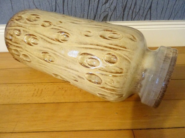 Scheurich Koralle Floor Vase 288-40 Beige Relief Decor 1970s