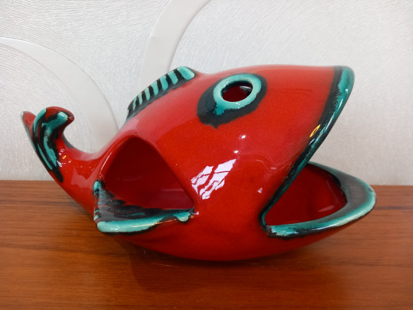 Allgäuer Keramik Anton Hindelang - großer Keramikfisch Fisch Keramik 1970er pop art