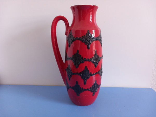 Scheurich Fat Lava Bodenvase Modell 426/47 Rot Schwarz 70er Jahre